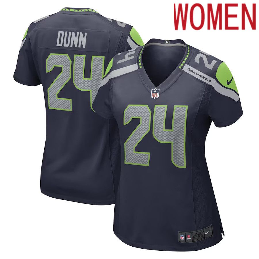 Women Seattle Seahawks 24 Isaiah Dunn Nike College Navy Game Player NFL Jersey